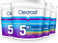 Clearasil 5-In-1 65 Ultra Cleansing Pads, Pack Of 4 65 Count (Pack of 4) 