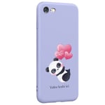 Coque violet Iphone 7 8 et SE 2020 et 2022 panda ballon