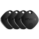 ATUVOS Air Tag Tracker Bluetooth Item Finder - 4 Pack,Compatible with Apple Find My (iOS Only), Replaceable Battery, IP67 Waterproof, for Keys, Luggages, Suitcases, Bags, Black