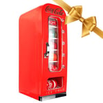 Coca Cola Mini Fridge For Bedrooms 5L Retro Vending Machine Style Cool Box 10 Can Quiet Mini Fridges with Display Window For Coke Beverages Food Drinks Home 12v Portable Cooler Box, Red