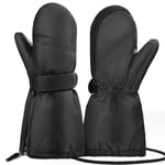 Hyeek Gants Enfant Hiver, Gants Ski Fille et Garçon avec Ficelle pour 2-7 Ans - imperméable Chaud Gants Neige Gants Mitaines Enfant Moufles de Ski pour Snowboard,Velo (Noir, XL(6-7 Ans))