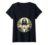 Womens Vintage Buddy a Christ Cool Jesus With Sunglasses Religion V-Neck T-Shirt