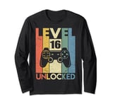 Level 16 Unlocked Tshirt 16th Video Gamer Birthday Boy Gifts Long Sleeve T-Shirt