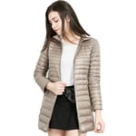 WEIYYY Doudoune Femme Nouveau Hiver Chaud Vestes Femme Longue    Doudoune Légère 5XL 6XL 7XL Ultraléger Manteaux À Capuche, Col Montant Kaki, XL