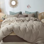 Housse de Couette 240 x 260 Taupe Kaki Parure de Lit Microfibre 2 Personnes Adulte Linge de Lit Uni Unie Parure Housse Couette zippée 240 x 260 avec 2 Taie d'oreiller 65x65 cm Fermeture Éclair