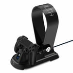 STEALTH SP-C60 PS4 Charging Station Charger with Headset Stand - Black