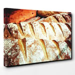 Big Box Art Canvas Print Wall Art Bakery Bread | Mounted and Stretched Box Frame Picture | Home Decor for Kitchen, Living, Dining Room, Bedroom, Hallway, Multi-Colour, 30x20 Inch