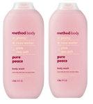 2 x Method Body Wash Pure Peace Infused peony rose water pink sea salt 532ml