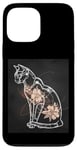 Coque pour iPhone 13 Pro Max Cyber Cat futuriste avec lueur florale