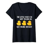 Womens The Little Voices In My Head Keep Telling Me Get More Ducks V-Neck T-Shirt