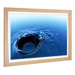 Big Box Art Framed Print of Water Drops Design | Wall Art Picture | Home Decor for Kitchen, Living, Dining Room, Lounge, Bedroom, Hallway, Office, Oak, A2 / 24.5x18 Inch / 62x45cm