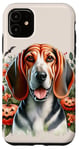 iPhone 11 American English Coonhound Dog Halloween Watercolor Artwork Case