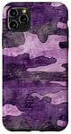 Coque pour iPhone 11 Pro Max Violet moderne rayé peau de grenouille canard bois camouflage vintage