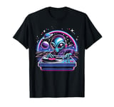 Retro Alien Party Disco DJ Mixing at the Dance Music Decks T-Shirt