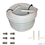 20m White Twin Shotgun Satellite Coaxial Cable Lead For Sky Plus HD TV Freesat