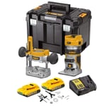 Dewalt 18V Brushless 1/4in Router / Trimmer & Plunge Base - DCW604D2 - 2.0ah Pk