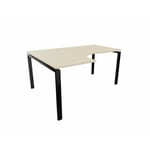 Bureau compact asymétrique Producteo Noir CONNECT : bureau D160x120/L60/cpl erable blanc/cpi noir/angle gauche