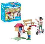 Playmobil 71511 Boîte à Livres avec Maman et Enfant, Mini bibliothèque - Gamme Tiny House fabriquée avec Plus de 80% de matériaux recyclés ou biosourcés en Moyenne - Univers myLife Dès 4 Ans