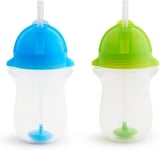 Munchkin Click Lock Tip & Sip Straw Cup Set, 2X Baby & Toddler Sippy Cups with 