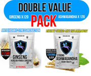 DOUBLE PACK Korean Ginseng 3125mg 2x 120 Tablets Plus Ashwagandha Extract 1000mg