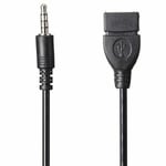 3.5mm Male Audio AUX Jack to USB 2.0 Type A Female Cable for Car Mp3 U Disk 1m