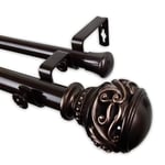 Rod Desyne Double Curtain Rod, Steel, Resin, Bronze, 28-48"