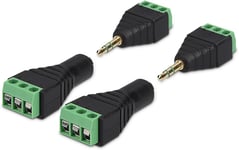 2X Adaptateur Jack 3.5 Mm - Terminal Block Avec Raccord Fileté 3 Broches - Connecteur Audio Stéréo - Prise Mâle Et Femelle Fixation Vis[VID063172]