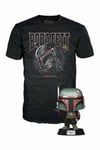 Funko Pop! Tee (Adult): Disney Star Wars The Mandalorian - Boba Fett Bobble-Head Vinyl Figure and T-Shirt (M)