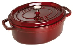 STAUB Cocotte en Fonte Émaillée avec Couvercle, Tous feux dont induction, 4 à 5 personnes, Ovale, 29 cm, 4,20 L, 6,3 kg, Grenadine