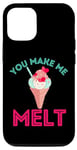 Coque pour iPhone 14 You Make Me Melt Cône de crème glacée en forme de cœur pour la Saint-Valentin