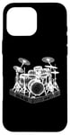 Coque pour iPhone 16 Pro Max Ensemble de batterie 3D Wireframe - Vintage Drummer Drums Lover