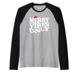 Matching family Christmas Merry Vibes Only Santa Hat Snow Raglan Baseball Tee