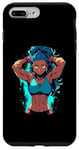 Coque pour iPhone 7 Plus/8 Plus Blue Hair Dark Skin Fitness Modèle Posant Illustration