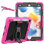 Case for iPad 9th Generation/iPad 8th Generation/iPad 7th Generation (10.2 Inch, 2021.2020/2019 Model), 3 in 1 Kickstand Shock Proof Protective Case for iPad 10.2 Inch, Rose