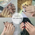 Super Soft Fake Nials False Nails French Glitter Leopard Print Short Square