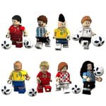 8pcs Building Blocks Minifigures World Cup Football Team Messi Cavani C Ronaldo Assembled Toys