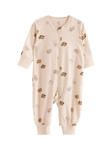 Lindex Baby Cotton Dog Print Sleepsuit, Light Beige