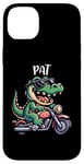 Coque pour iPhone 14 Plus Pat Funny Alligator Moto Design pour garçon Nom Pat