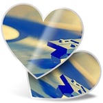 2 x Heart Stickers 15 cm - Retro Record Player Vinyl #14191