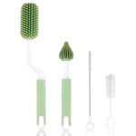 Vicloon Baby Bottle Brush, 3PCS Bottle and Teat Cleaning Brush, Silicone Bottle Cleaner Brush with Hanging Hole for Cleaning Water Bottles Baby Bottles Glass Cup Thermoses (Green)