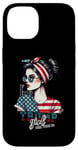 Coque pour iPhone 14 Trump Girl Messy Bun Trump 2024 Élection Drapeau américain