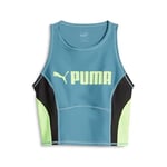 PUMA Fit Eversculpt Tank Haut Court Femme, Bleu Vif-Vert Vitesse, XS