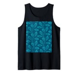 Climbing Vine Leaves In Teal on Ultramarine Tank Top