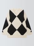 AND/OR Vienna Argyle Wool Blend Jumper, Black/Ivory