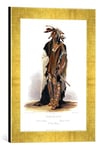 'Image encadrée de Karl Bodmer "wahk de ta-LI GE, A Sioux Warrior, plate 8 FROM VOLUME 2 OF' Travels in the Interior of North America ', engraved by par Prevost, 184, d'art dans le cadre de haute qualité Photos fait main, 30 x 40 cm, or Raya