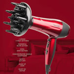 2200W Red Hot Professional Style Hair Dryer w/ Diffuser & Nozzle Salon StylerPro