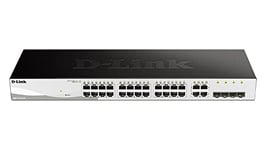 D-Link DGS-1210-24/E Switch Smart Web Manageable 24 Ports Gigabit 10/100/1000mbps + 4 Ports combinés 10/100/1000BASE-T/SFP- Idéal pour Entreprise Administration et Réseaux Gérés - Câble UE