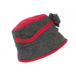 Beret Bonnet Femme Rouge et Anthracite Chapeau Polaire Hiver Monia-Taille unique