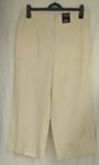 LADIES MARKS AND SPENCER OYSTER CROPPED LINEN RICH WIDE TROUSERS SIZE 16