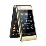 G10 C Flip Phone Gold Dual Screen iso painike, suuri tilavuus suojakuorella Vanhusten läppäpuhelin lahjaksi US Plug